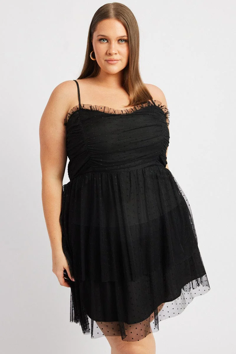 Black Tulle Frill Party Dress - Image 3
