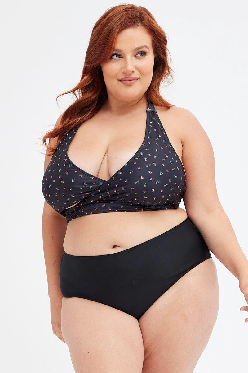 Black Underwired Wrap Bikini Top And Bottom Set - Image 3