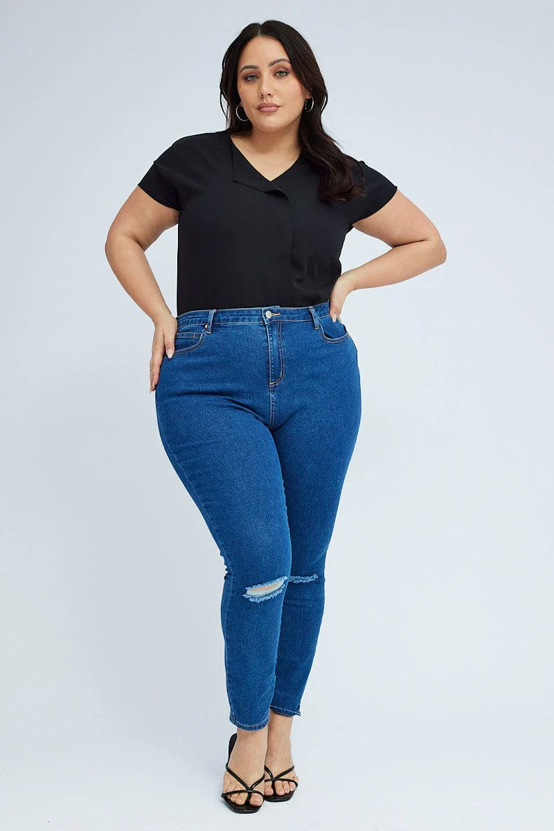 Black V-neck Top - Image 2