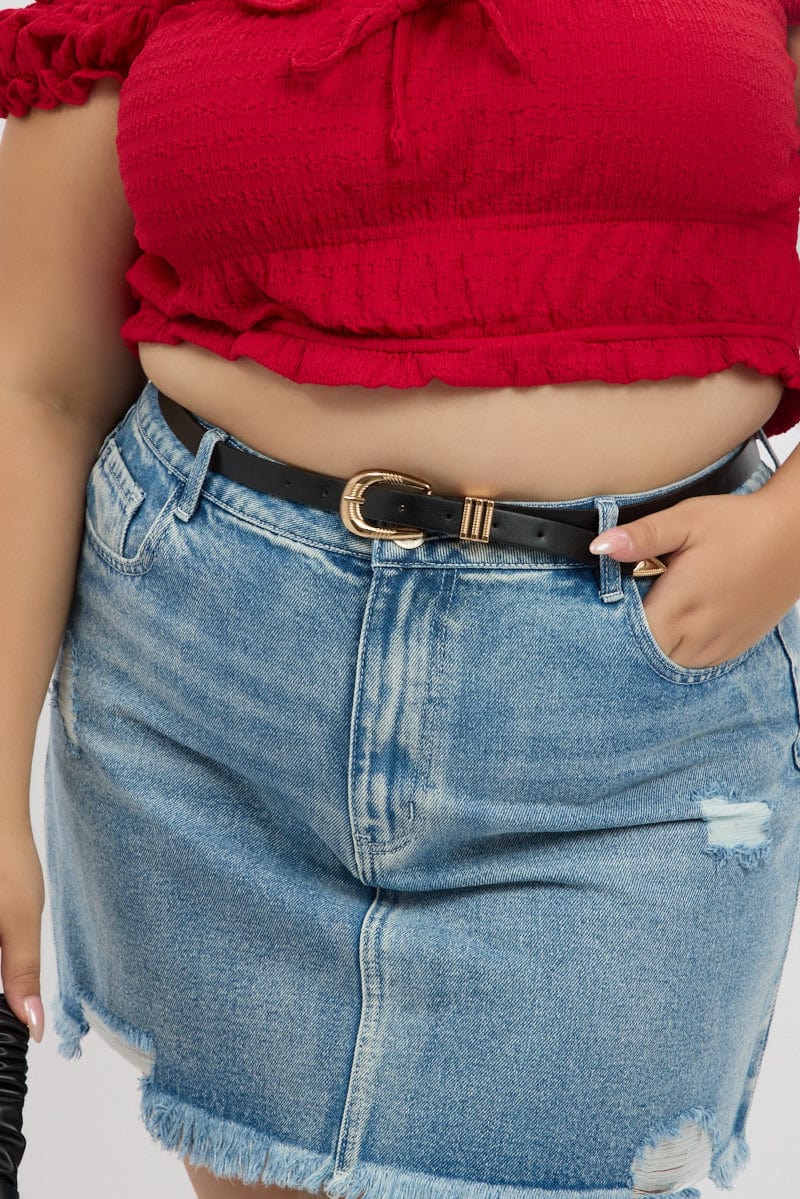 Black Waist and Hip Jeans Western Belt