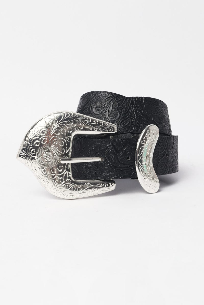 Black Waist And Hip Jeans Western Belt