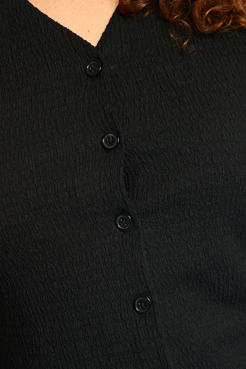 Black Waistcoat Sleeveless Textured - Image 5