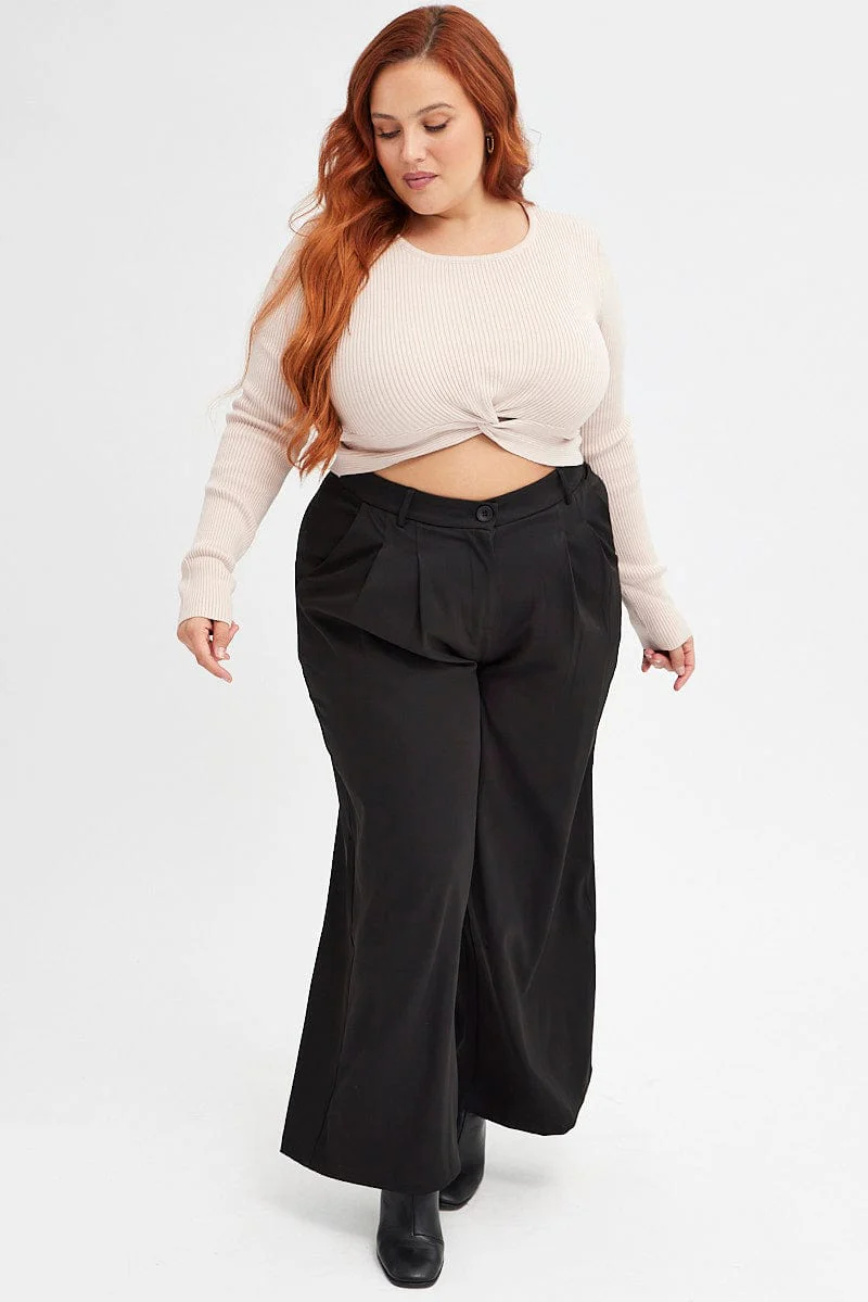 Black Wide Leg Pants High Rise - Image 3