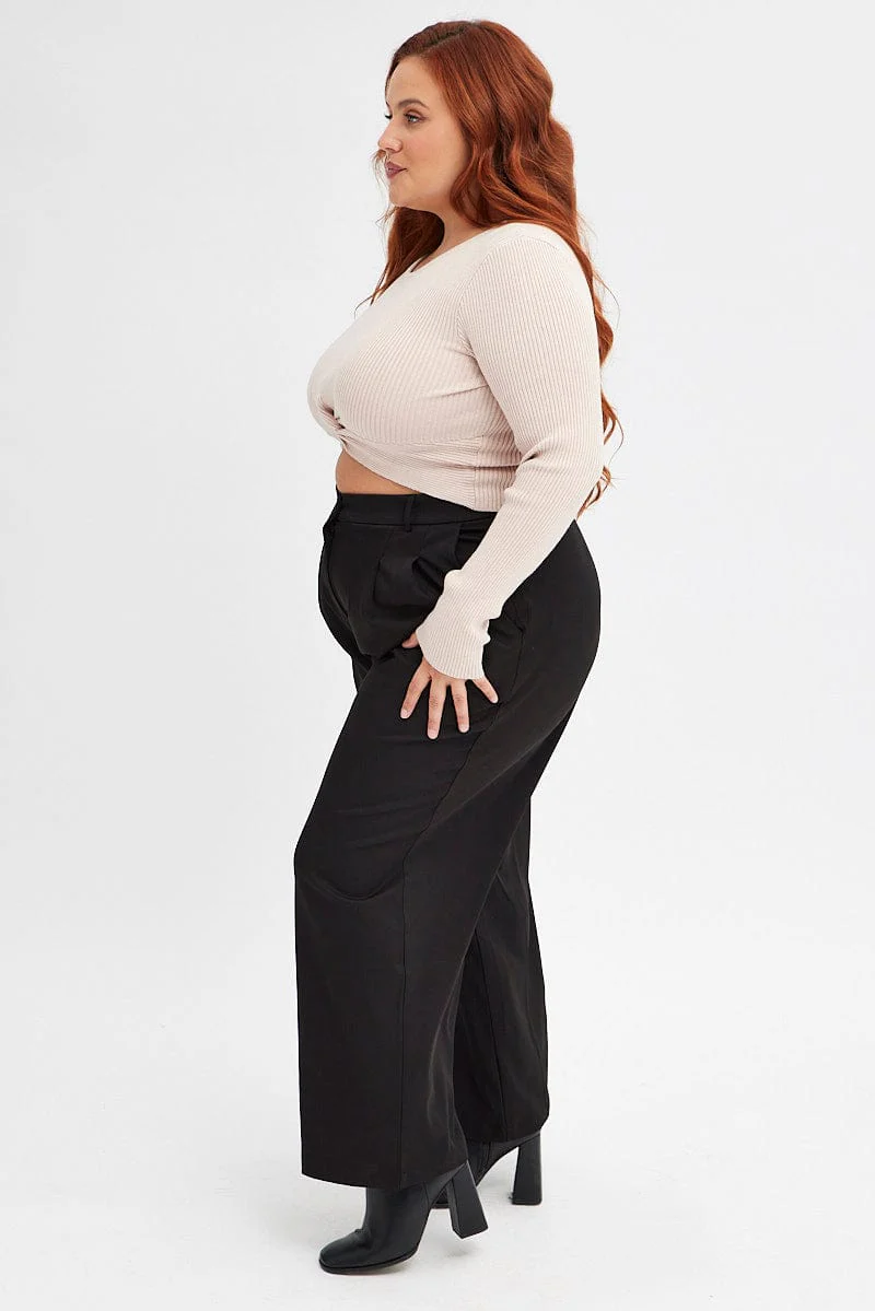 Black Wide Leg Pants High Rise - Image 4