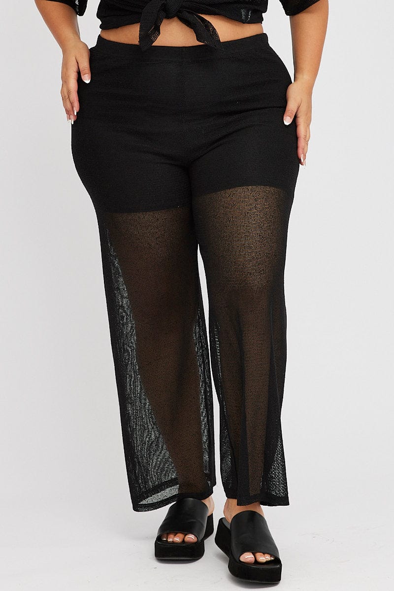 Black Wide Leg Pants High Rise - Image 2