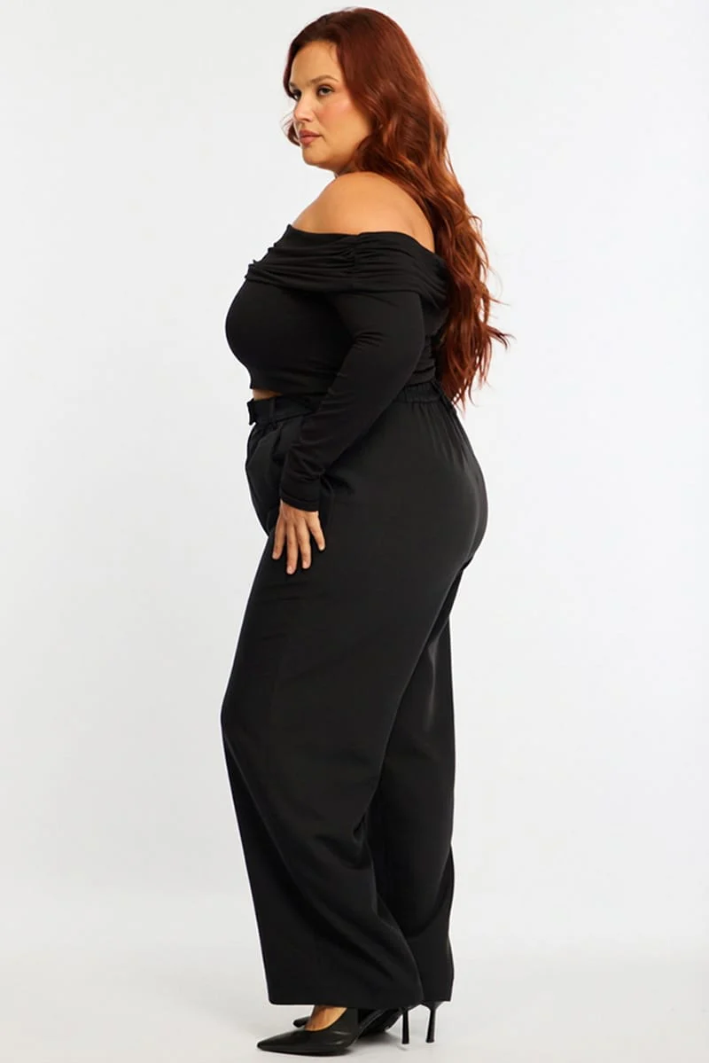 Black Wide Leg Pants High Rise - Image 3
