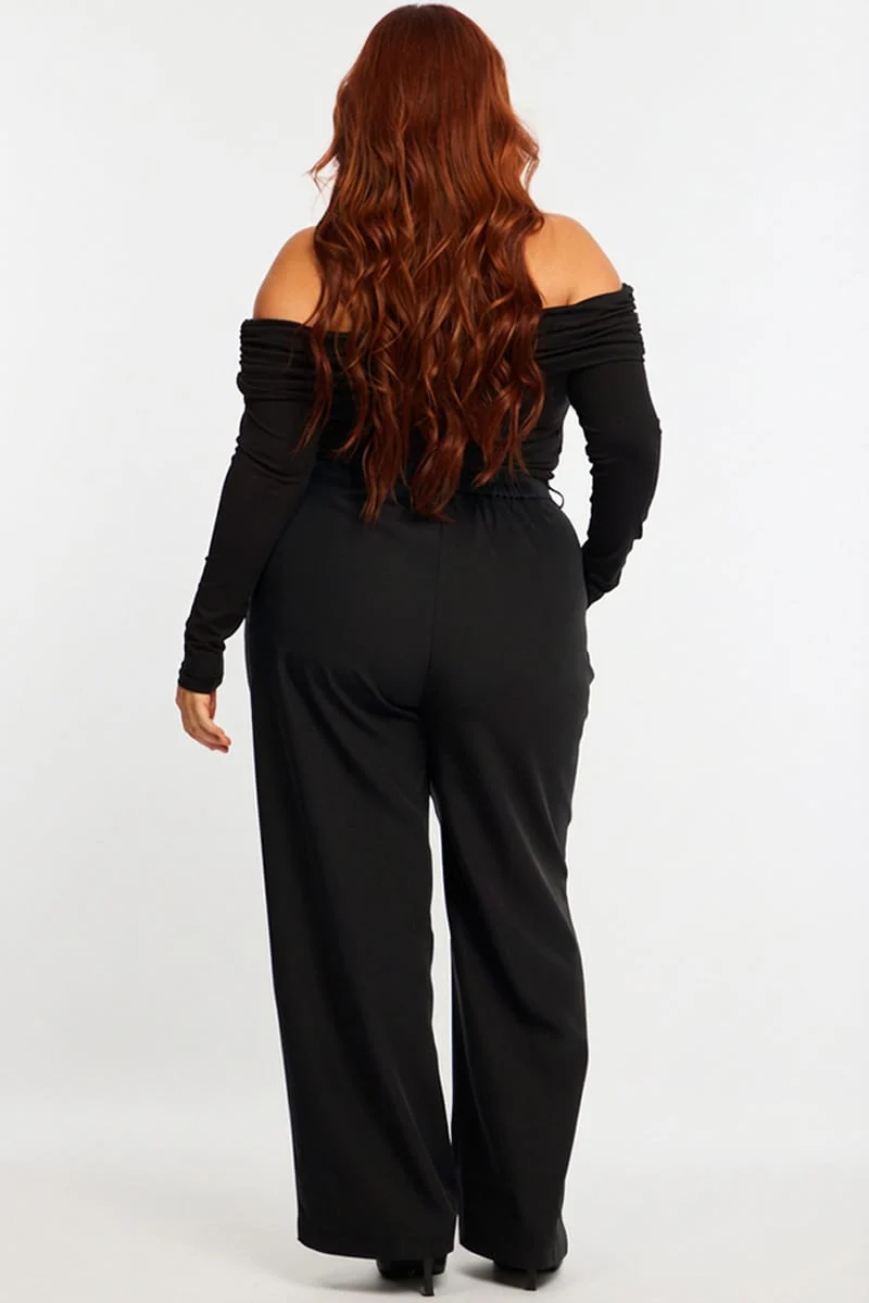 Black Wide Leg Pants High Rise - Image 4