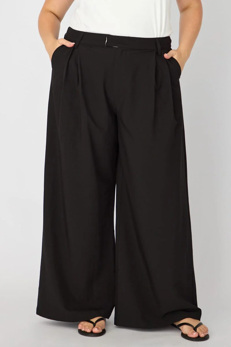 Black Wide Leg Pants High Rise - Image 2
