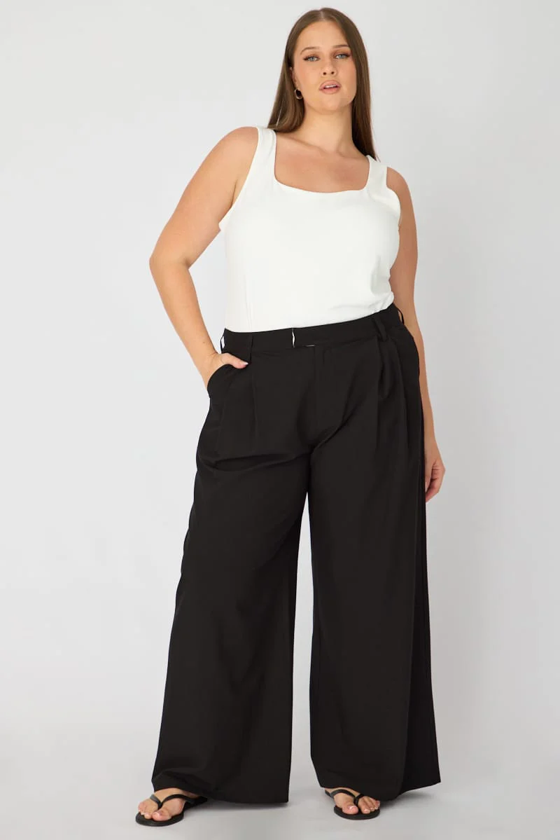 Black Wide Leg Pants High Rise - Image 3