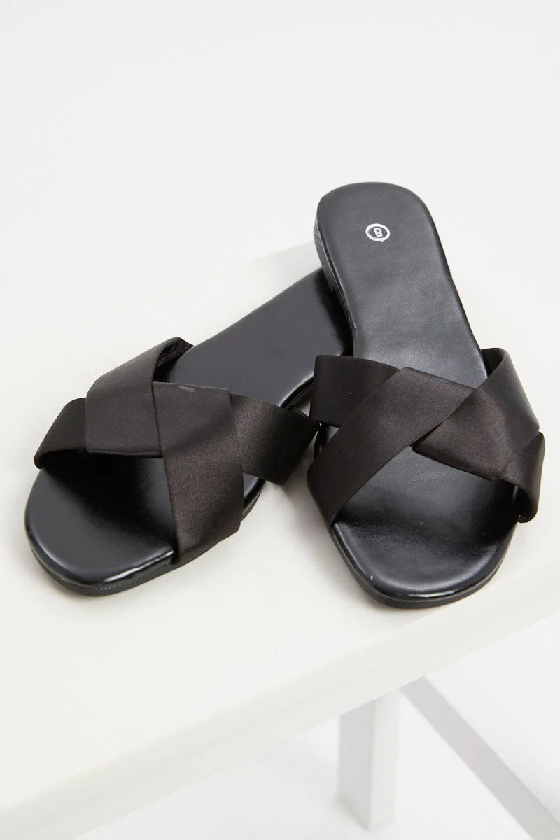 Black Woven Flat Slides - Image 2