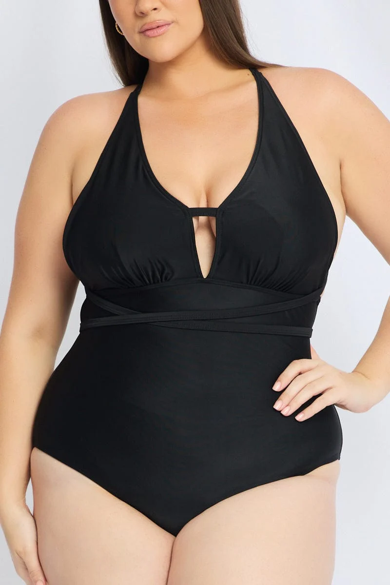 Black Wrap Around One Piece Swimsuit - Image 5