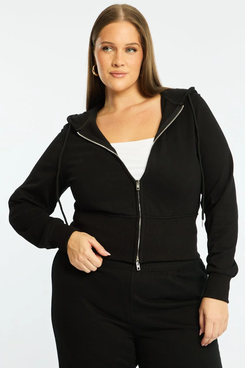 Black Zip Hoodie Long Sleeve