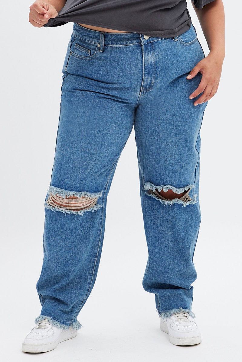 Blue Baggy Denim Jeans High Rise - Image 3