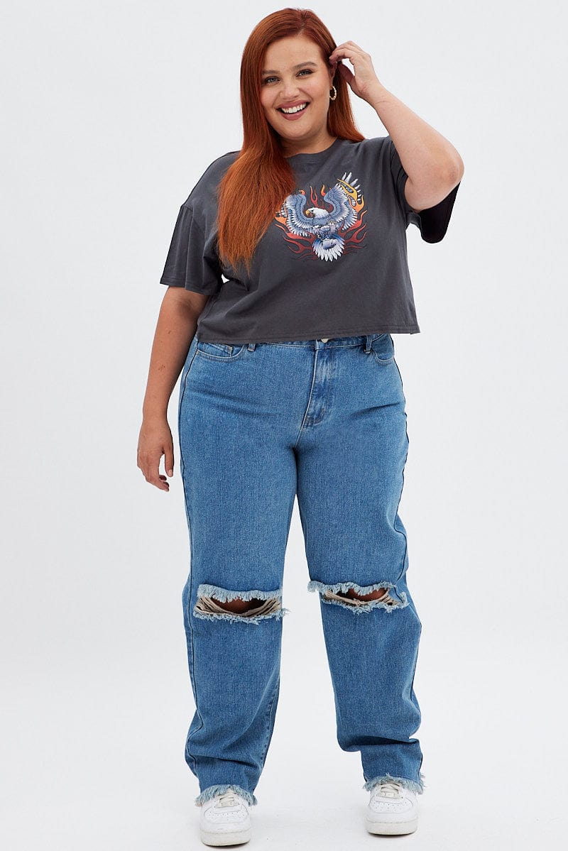 Blue Baggy Denim Jeans High Rise - Image 4