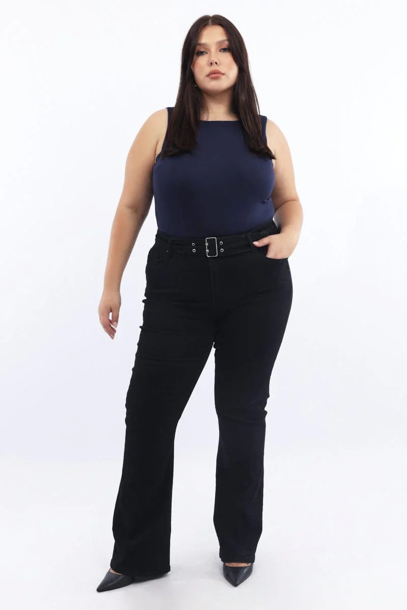 Blue Bodysuit Sleeveless Boat Neck Modal - Image 2