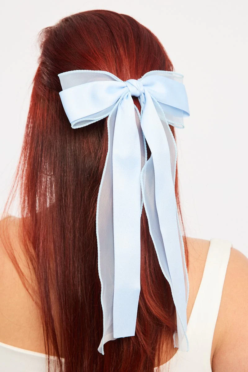 Blue Bow Hair Clips