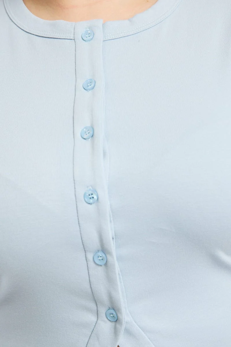 Blue Button Front Top Sleeveless - Image 5