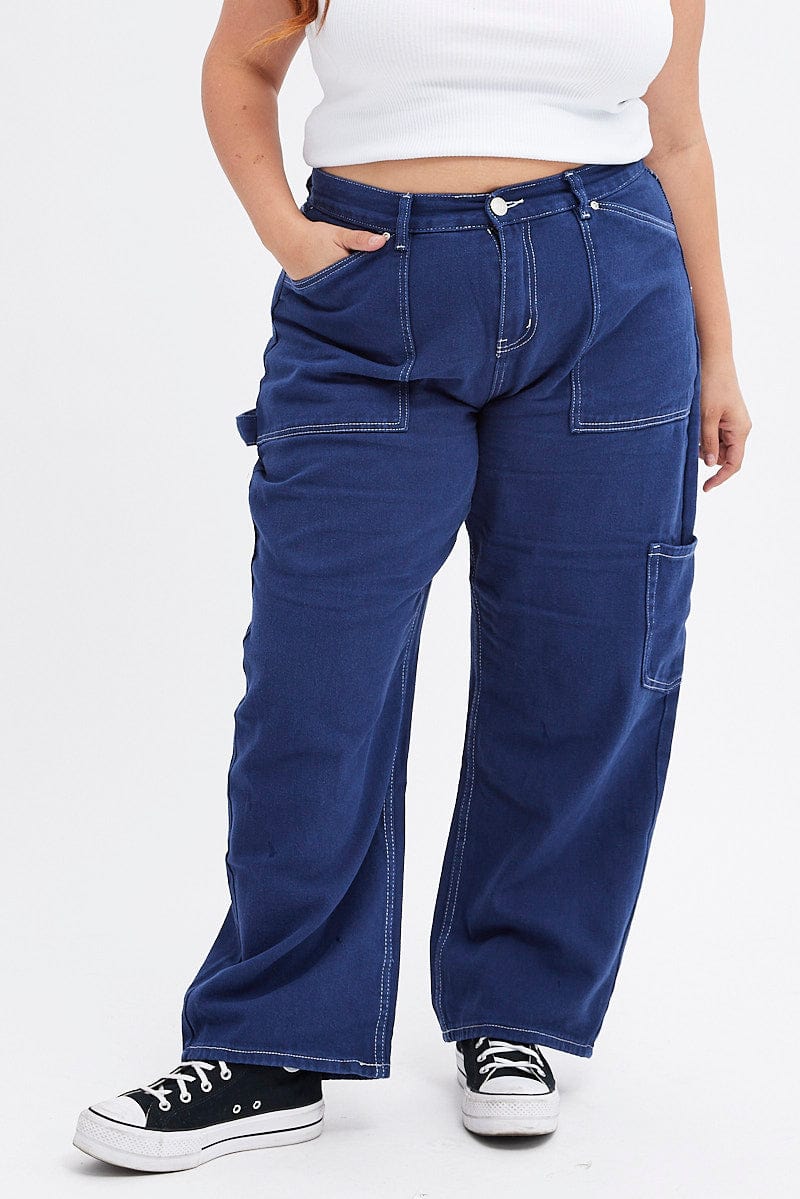 Blue Cargo Jeans Out Pocket - Image 2