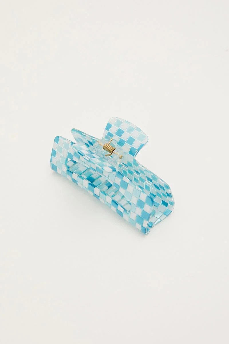 Blue Check Claw Clip - Image 2