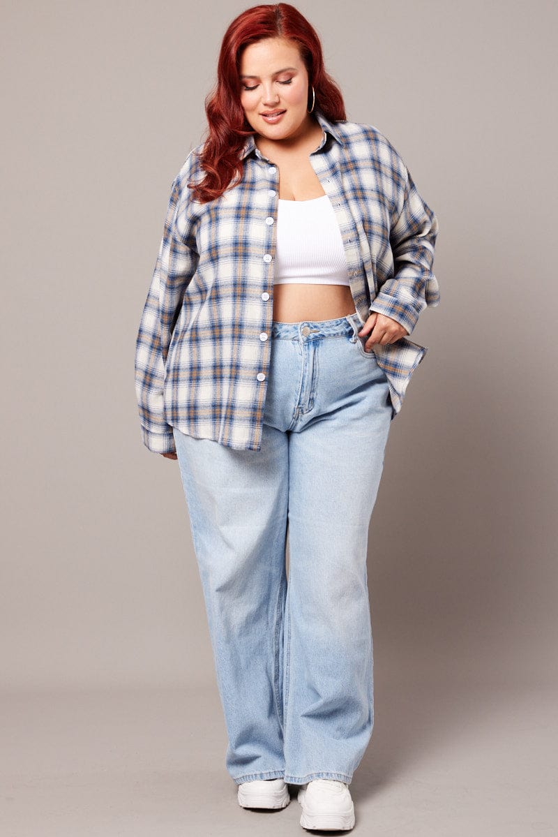 Blue Check Relaxed Shirt Long Sleeve - Image 2