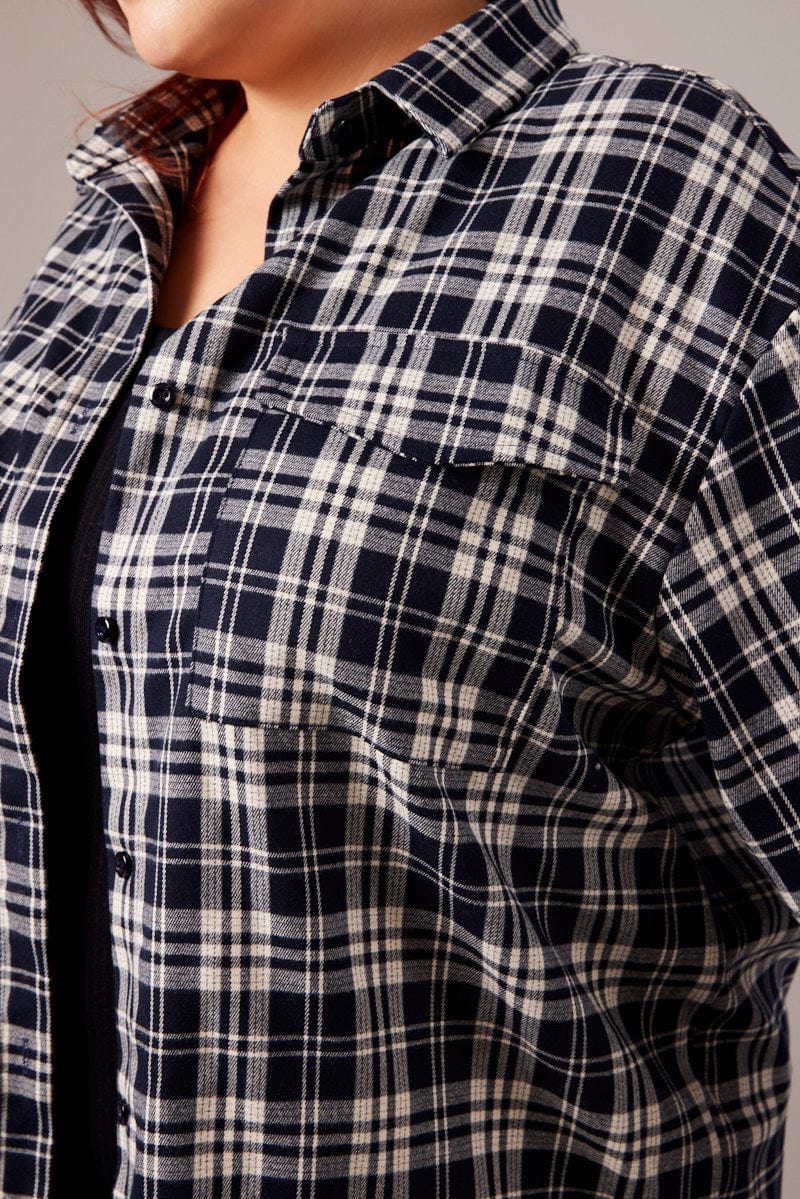 Blue Check Relaxed Shirt Long Sleeve - Image 6