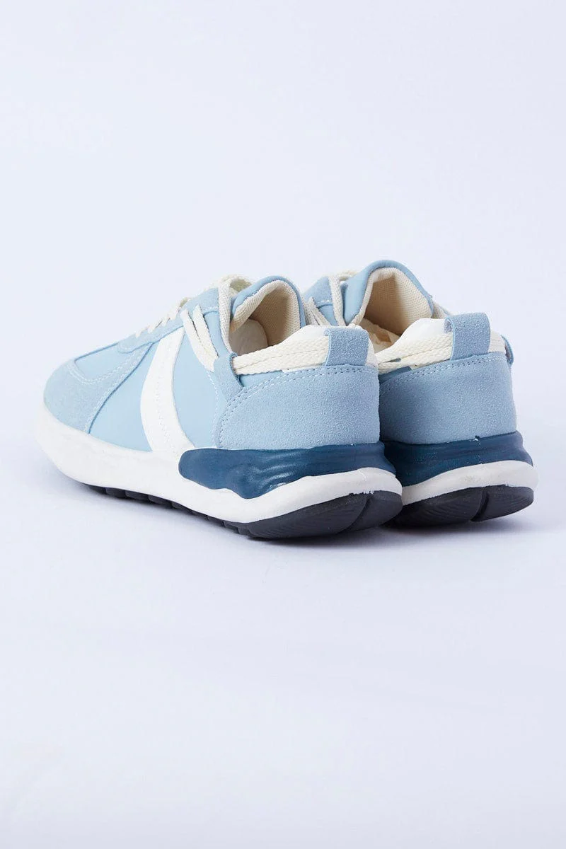 Blue Colorblock Lace Up Trainers Sneakers - Image 2