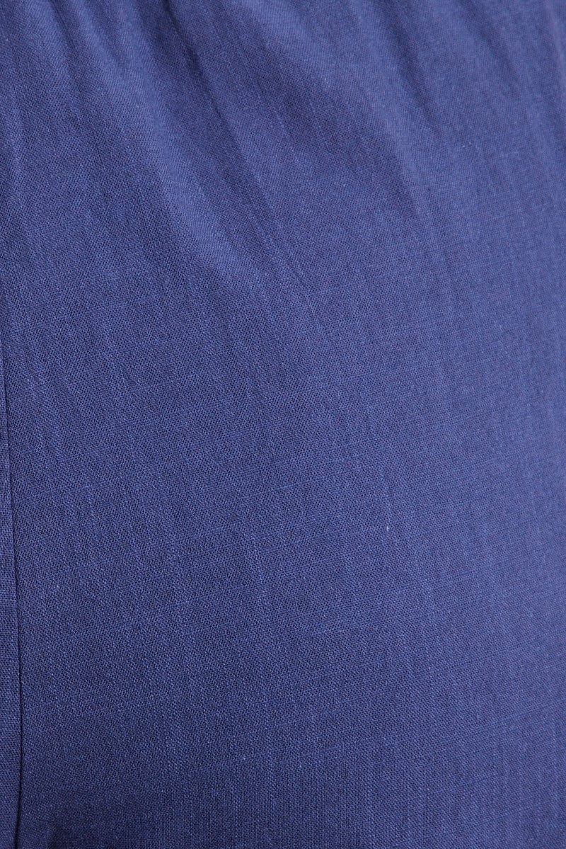 Blue Contrast Stitch Drawstring Cotton Shorts - Image 6