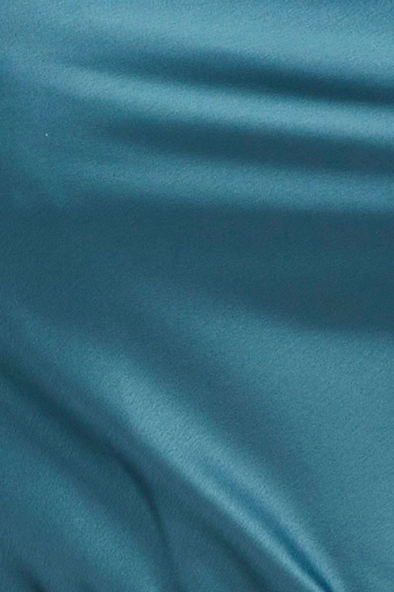 Blue Cowl Neck Satin Singlet Bodysuit - Image 6