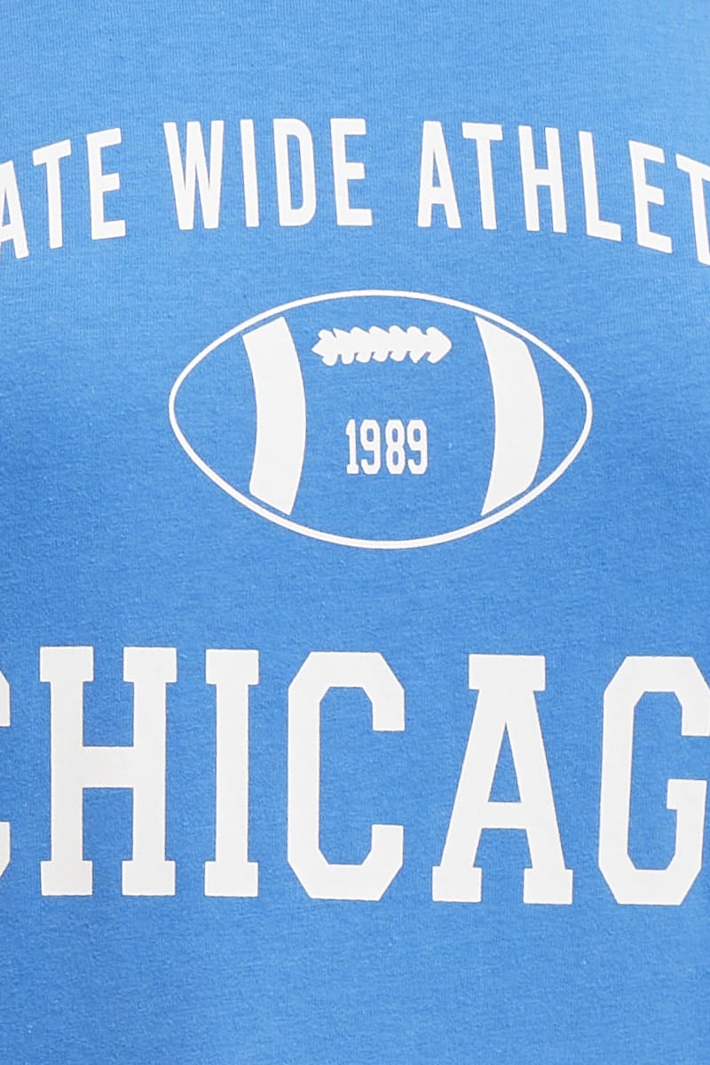 Blue Crew Neck Short Sleeve Oversized Graphic T-shirt - Image 6