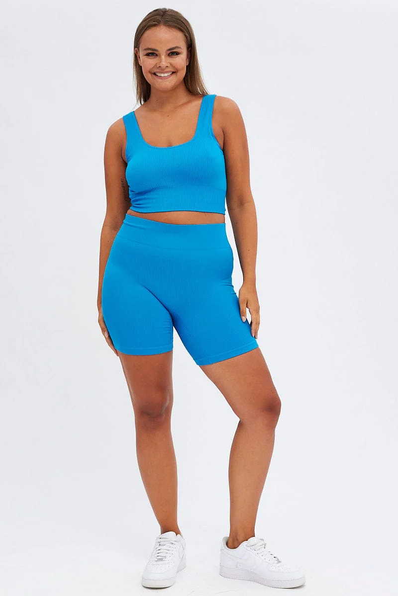 Blue Crop Tank Top Seamless - Image 2