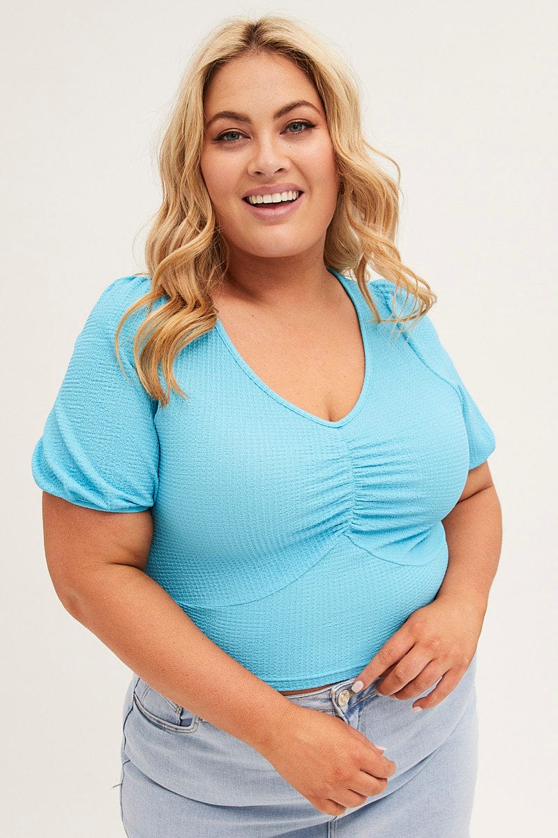 Blue Crop Top Short Sleeve - Image 3