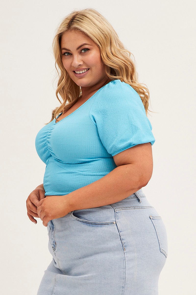 Blue Crop Top Short Sleeve - Image 4