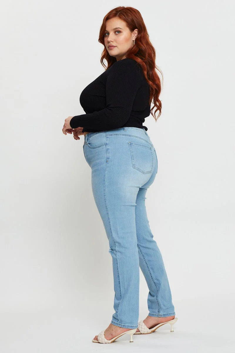 Blue Denim Jeggings High Rise Skinny - Image 4