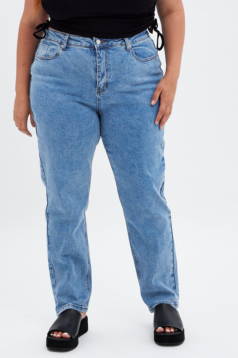 Blue Denim Mom Jean High Rise - Image 3
