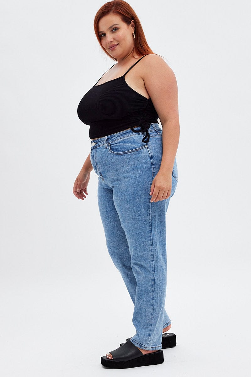 Blue Denim Mom Jean High Rise - Image 4