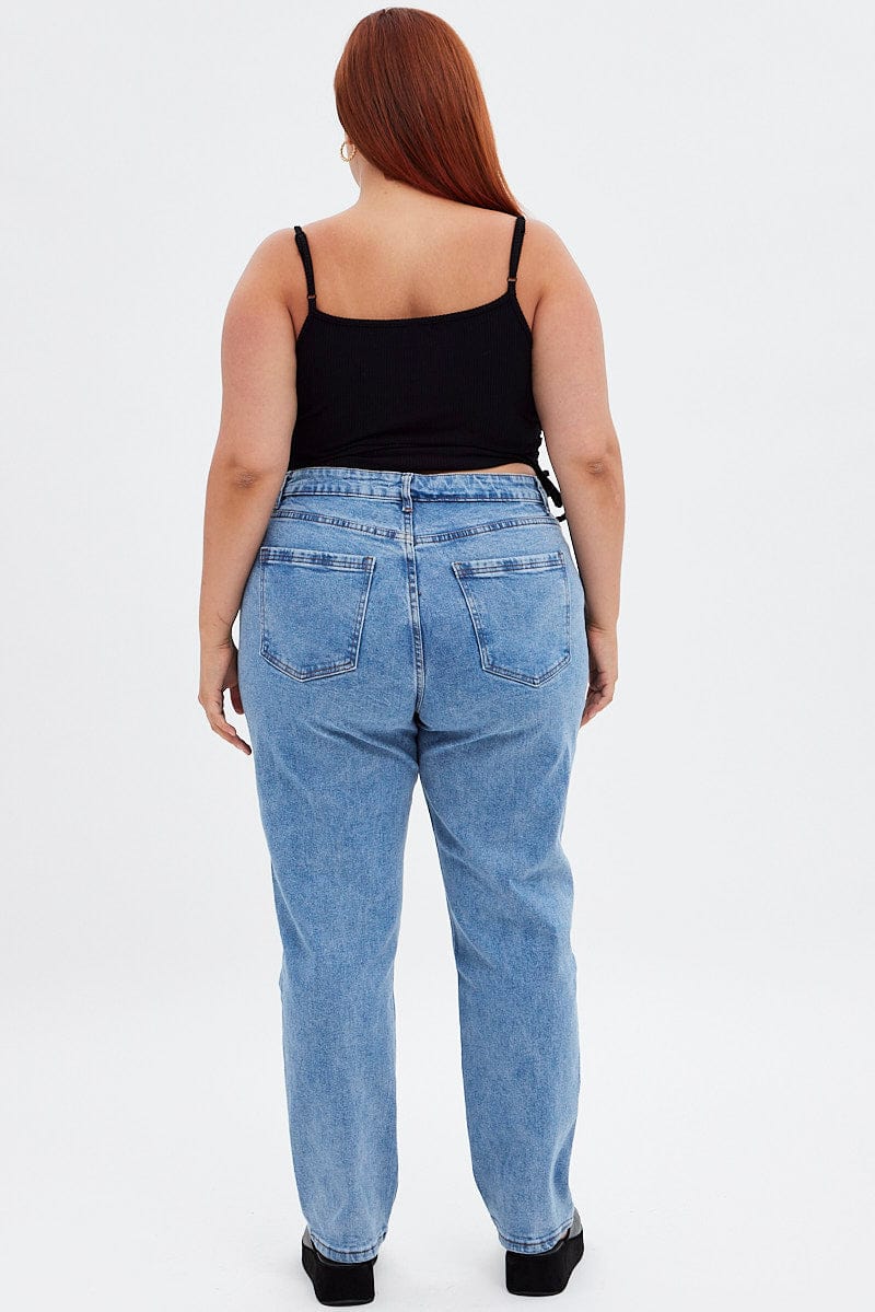Blue Denim Mom Jean High Rise - Image 5