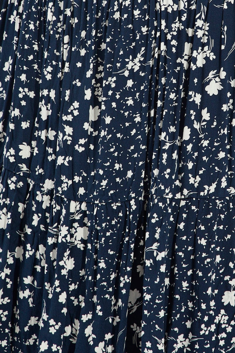 Blue Ditsy Crossover Front Midi Dress - Image 6