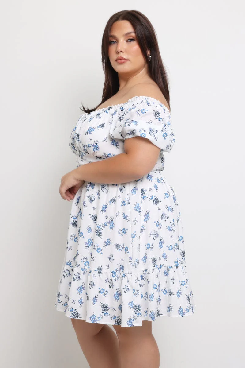 Blue Ditsy Lace Up Minidress - Image 3