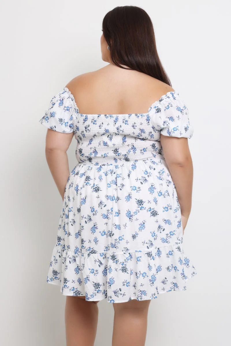 Blue Ditsy Lace Up Minidress - Image 4