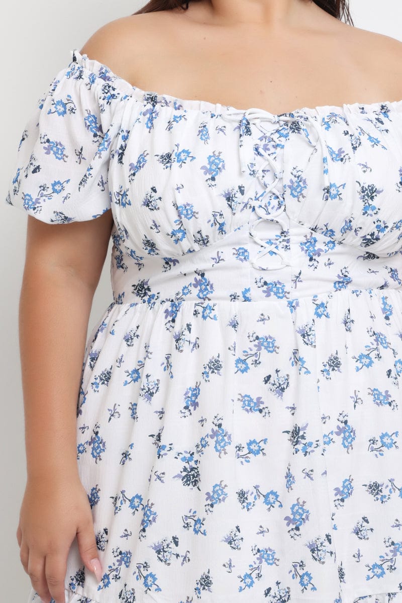 Blue Ditsy Lace Up Minidress - Image 5