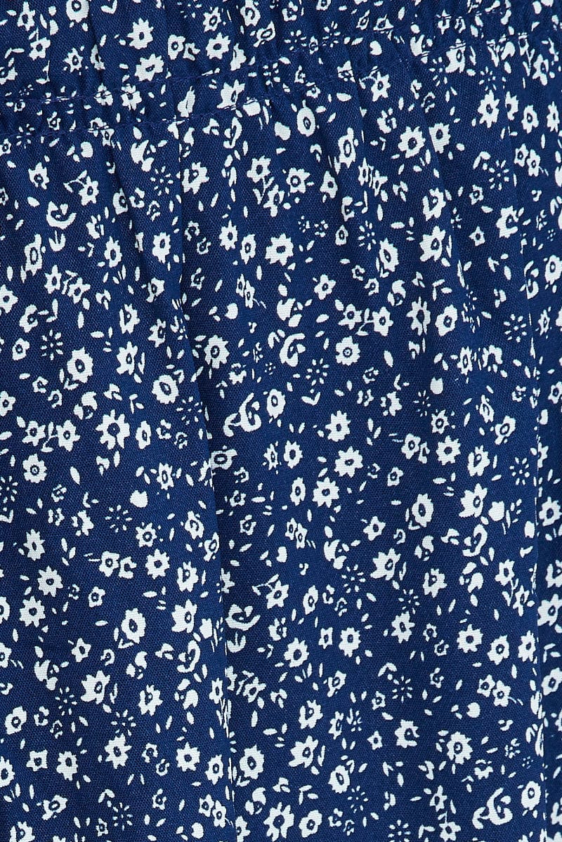Blue Ditsy Midi Dress Short Sleeve Tiered - Image 6