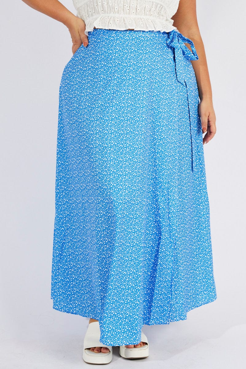 Blue Ditsy Wrap Maxiskirt - Image 3