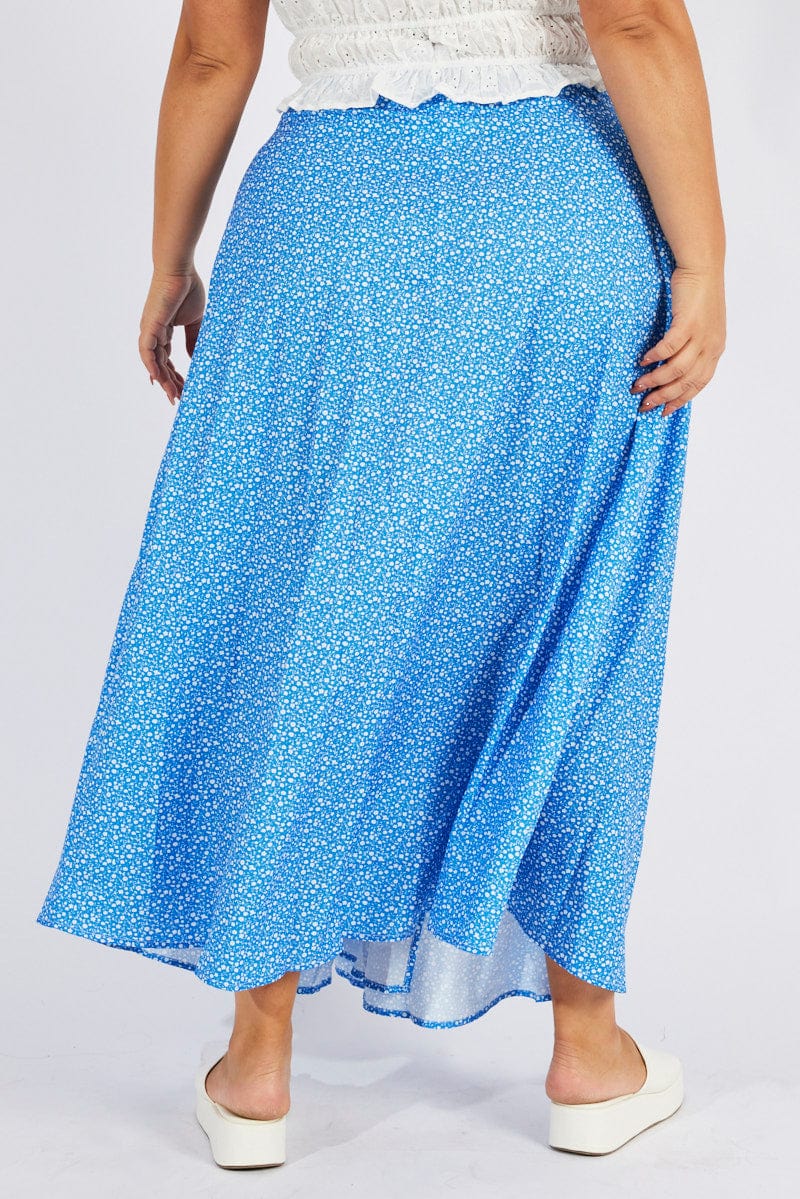 Blue Ditsy Wrap Maxiskirt - Image 5