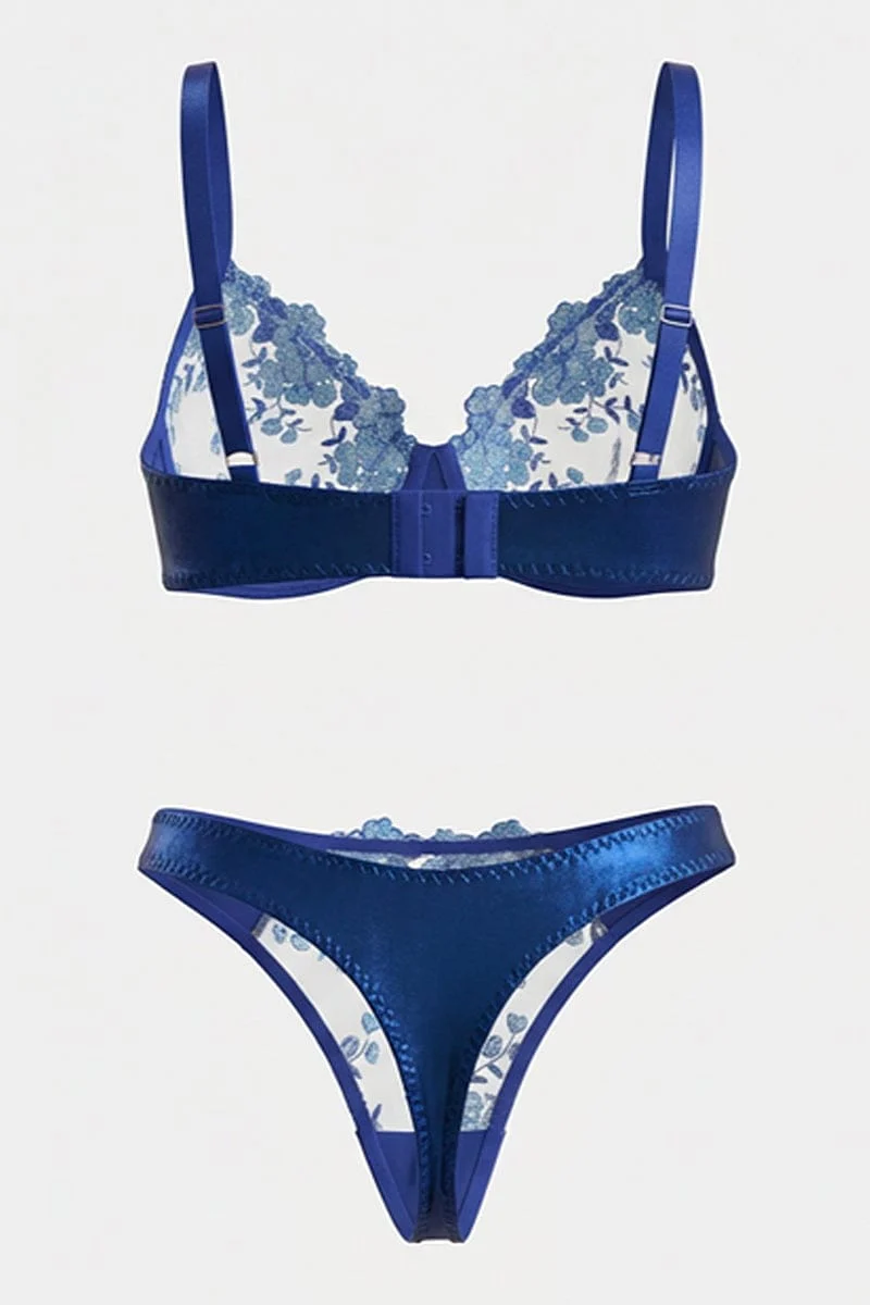 Blue Embroidery Lingerie Set - Image 2