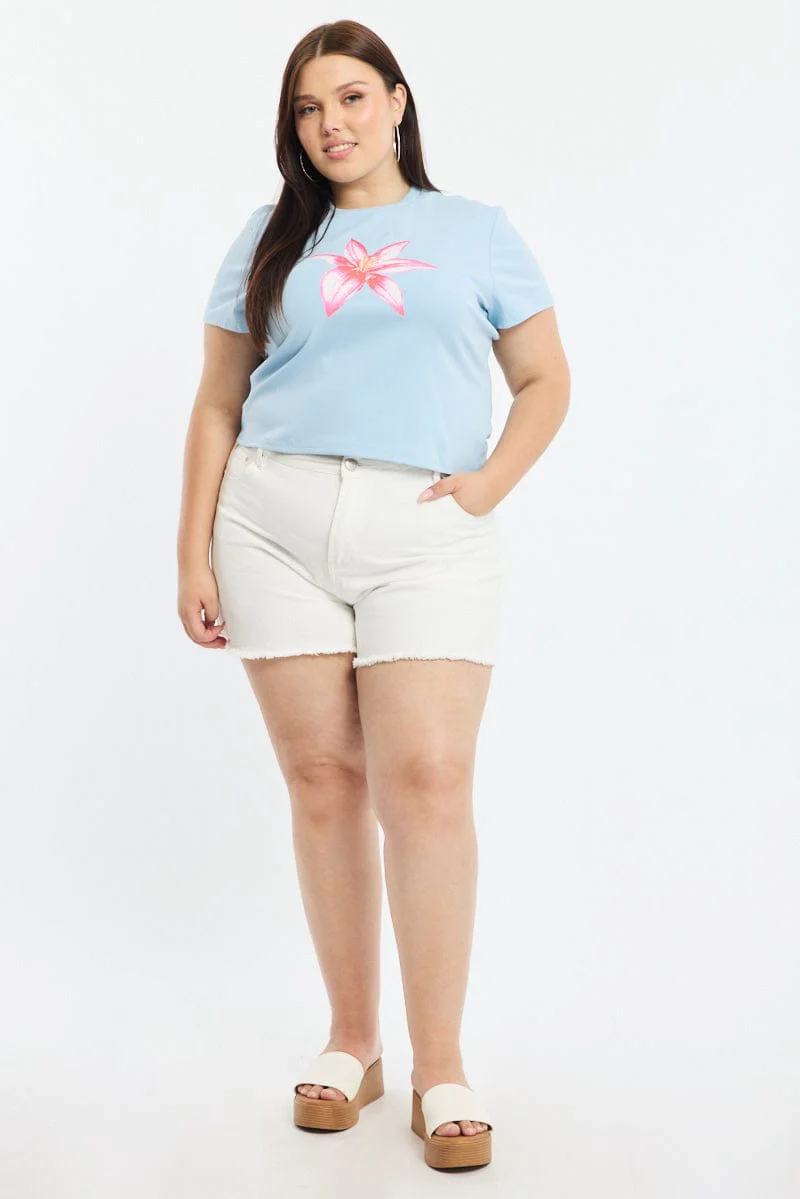 Blue Floral Baby Tee Short Sleeve - Image 2