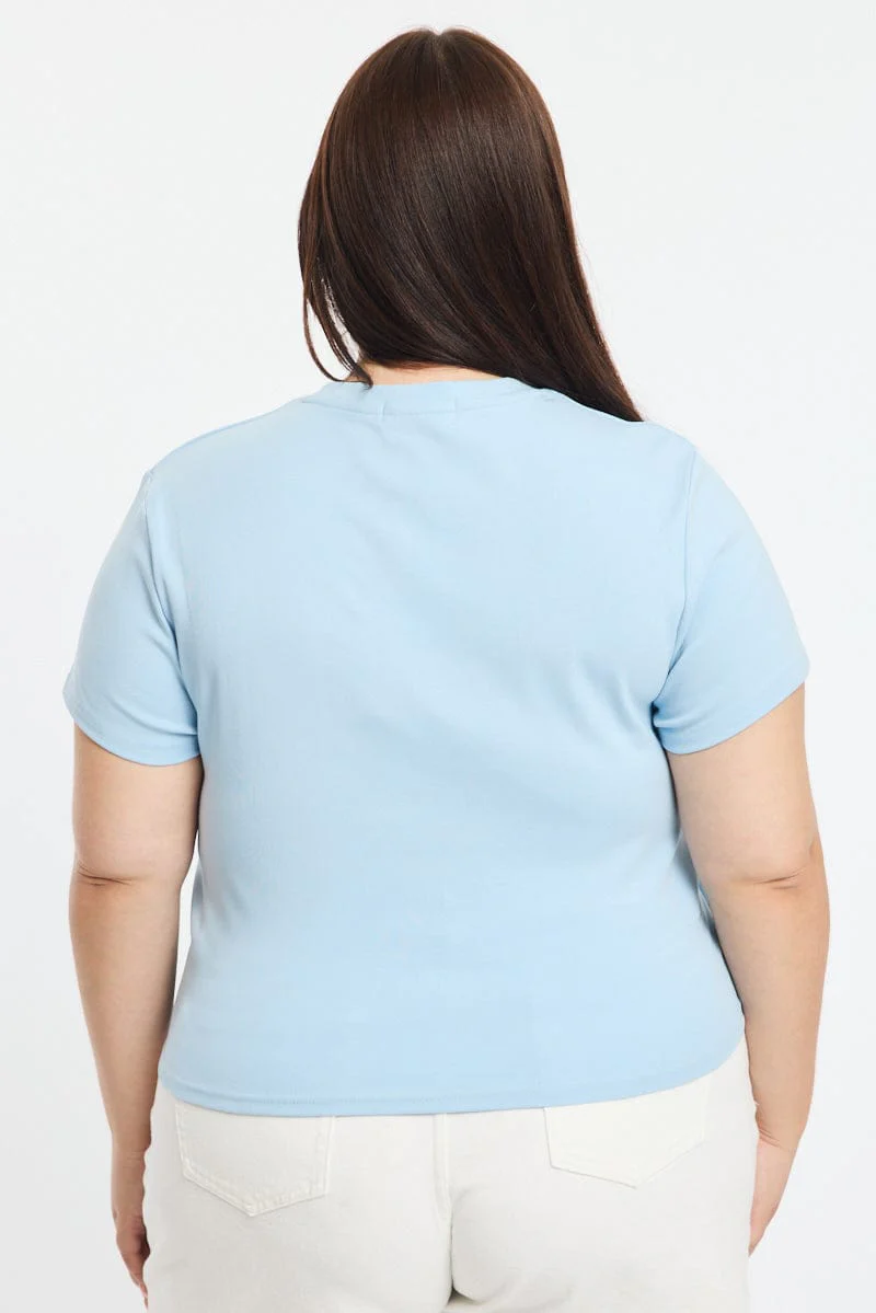 Blue Floral Baby Tee Short Sleeve - Image 4