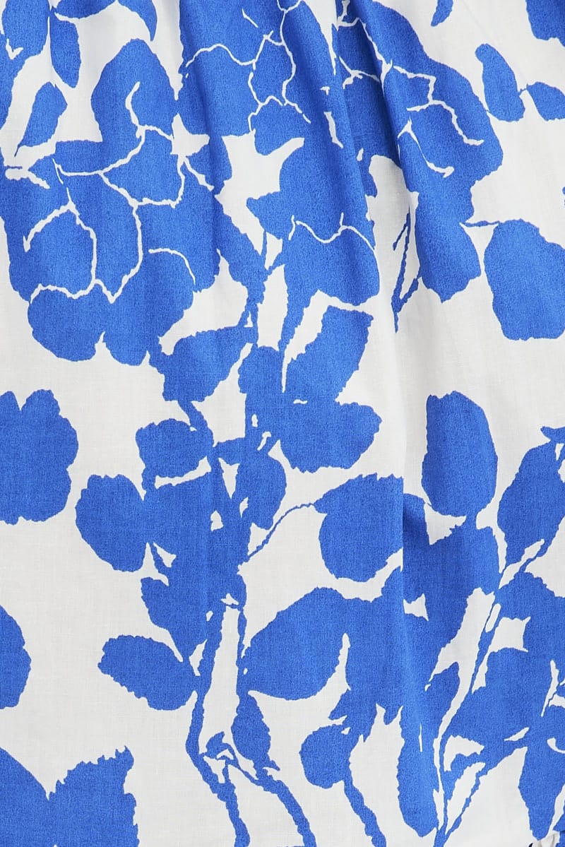Blue Floral Fit And Flare Dress Short Sleeve - Image 6