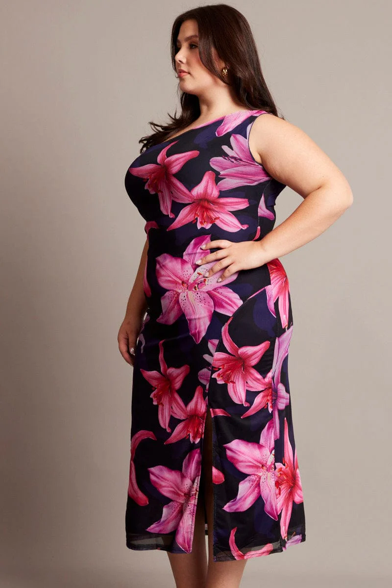 Blue Floral One Shoulder Maxi Dress - Image 4