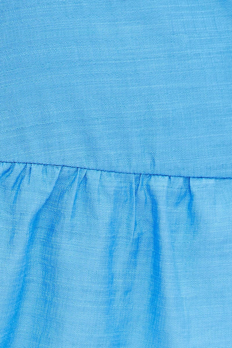 Blue Frill Dress Short Sleeve Tie Front Mini - Image 6