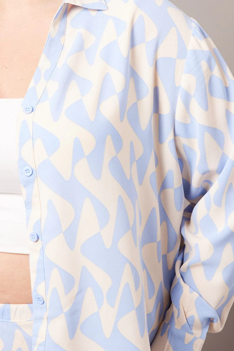 Blue Geo Relaxed Shirt Long Sleeve - Image 6